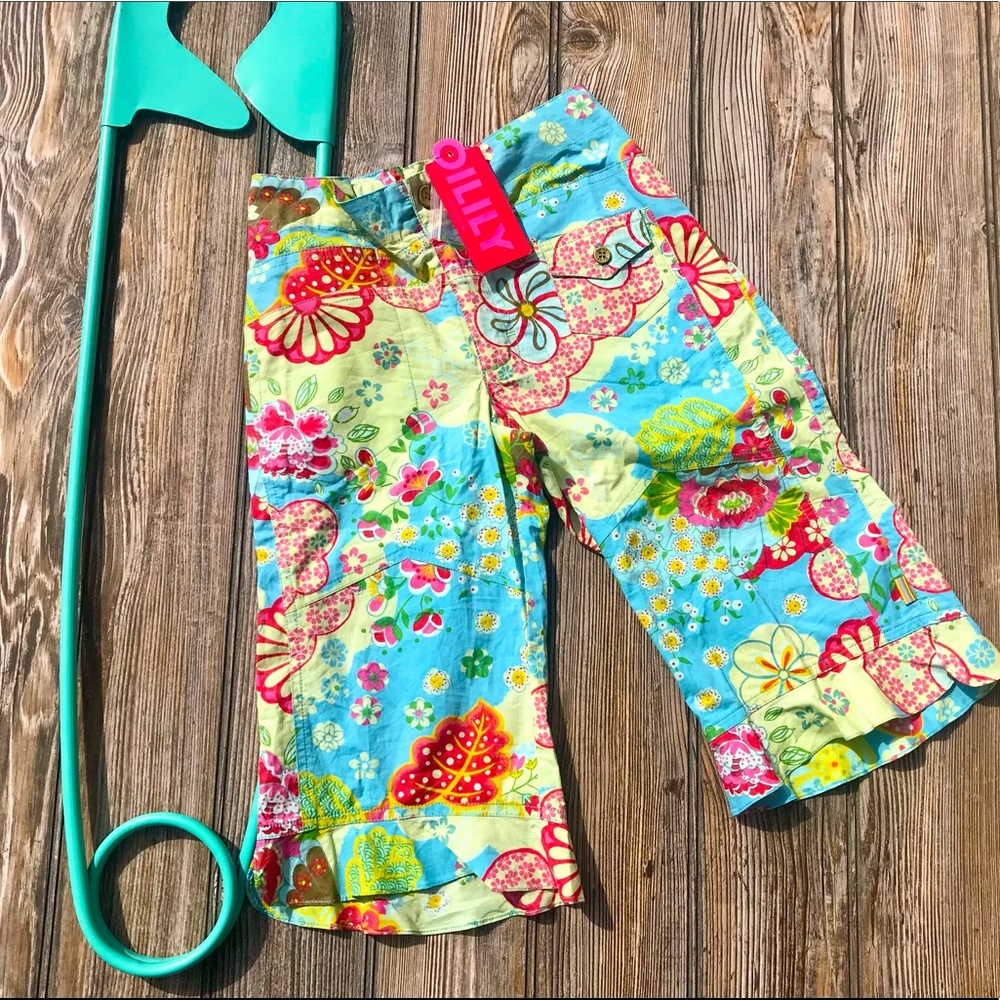 New Oilily ruffle New Oilily ruffle cuff capri pants 8 whimsical darling print